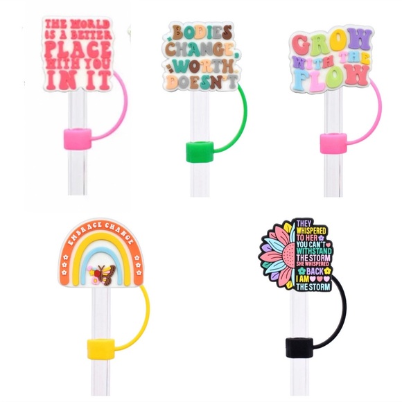 Mental health/ Self Empowerment Straw Toppers - Picture 1 of 1